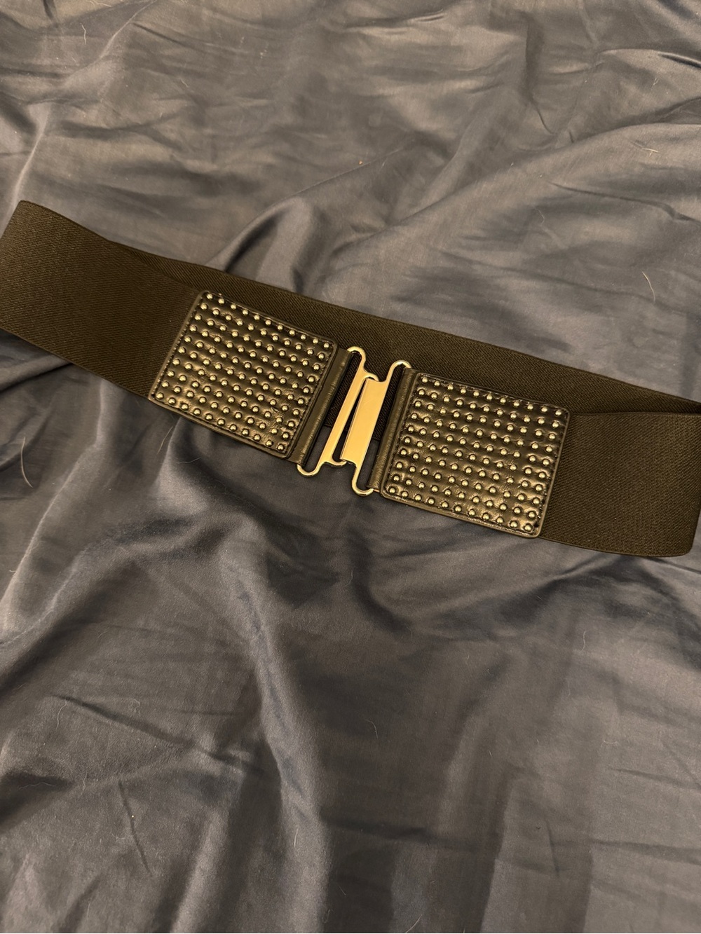 Kohl's Black Studded Elastic Waist Belt with Silver Buckle